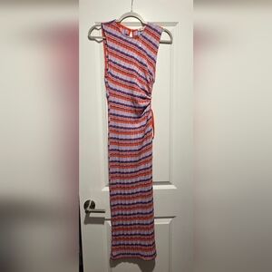 Zara Multicolor Striped Dress With Side Cut Out